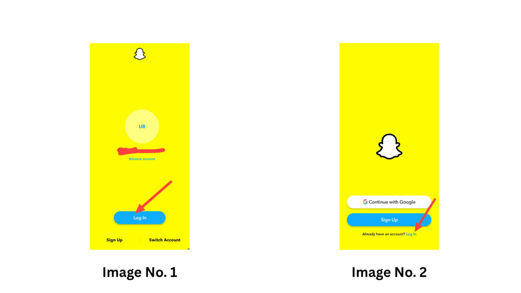 Snapchat login interface